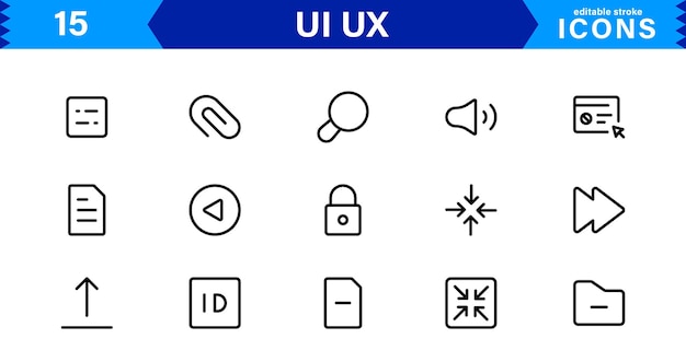 UI UX Design Icons Focused on Interface Navigation Prototyping and User Flow Presented in a Minimal Modern and HighQuality Vector Format