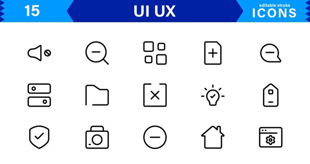 UI UX Design Icons Focused on Interface Navigation Prototyping and User Flow Presented in a Minimal Modern and HighQuality Vector Format