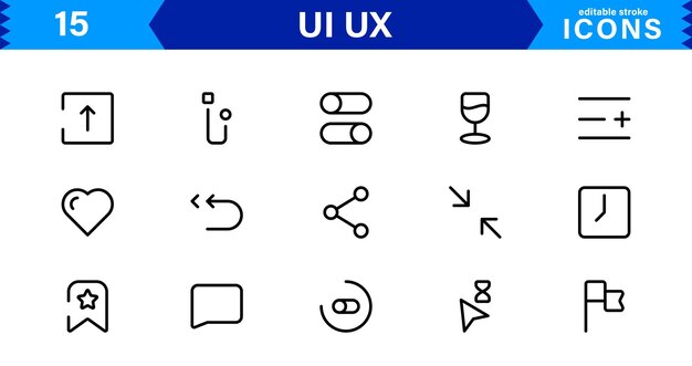 UI UX Design Icons Focused on Interface Navigation Prototyping and User Flow Presented in a Minimal Modern and HighQuality Vector Format