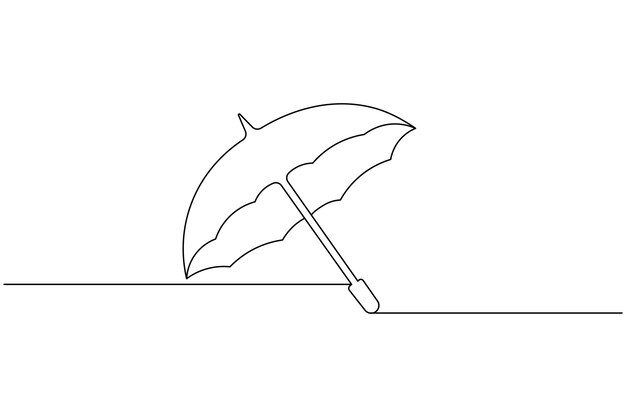 umbrella continuous one line drawing and minimalist style isolate outline vector icon