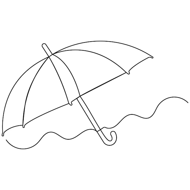 umbrella icon continuous one line drawing outline vector illustration