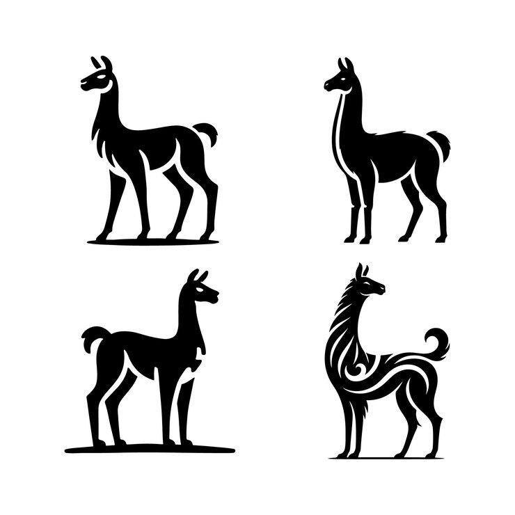 Vektor unique vicuna silhouette illustrations for wildlife nature art