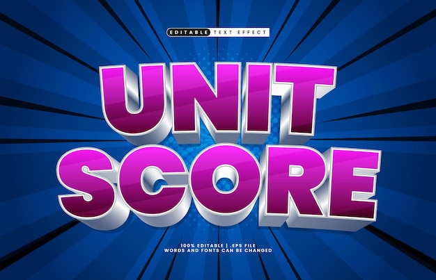 unit score editable text effect with a team and sport text effect