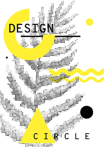 Universal trend poster juxtaposed with bright bold geometric leaves foliage yellow elements composition Background in restrained sustained tempered style Magazine leaflet billboard sale