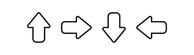 Up right down left arrows icon set Editable stroke Vector illustration design