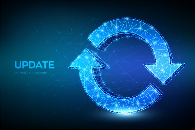 Update or Synchronization icon. Low polygonal abstract update or sync sign. Processing concept.