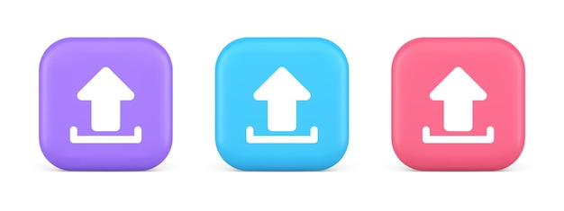 Upload up arrow button document multimedia file exchange cyberspace storage 3d icon