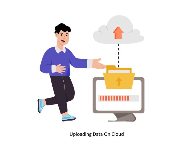 uploading data on cloud vector illustration eps 10 file