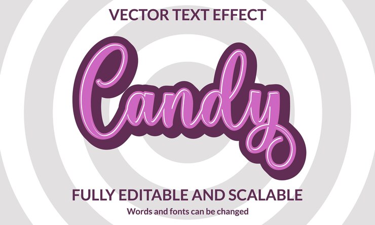 Vektor upravitelný textový efekt cukroví 3d styl vektorová šablona