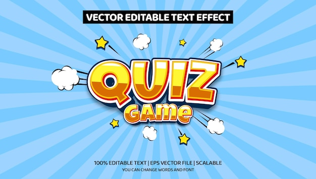 Upravitelný textový efekt kvízová hra 3D kreslený styl