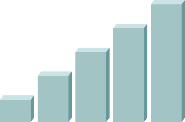 upwards trend bar graph chart 3d