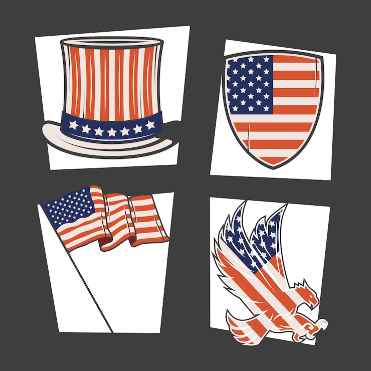 Vektor usa country set four clipart