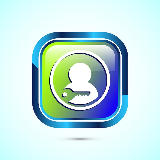 User profile login icon design illustration Access authentication icon Glossy Square Button Design