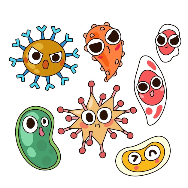 Various character of virus in cute design.