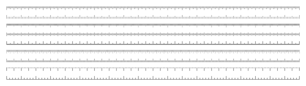 various measurement scales with divisions realistic long scale for measuring length or height in