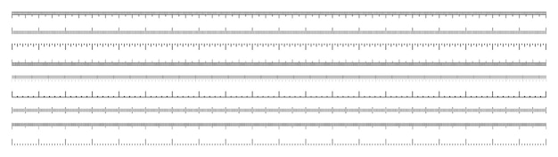 various measurement scales with divisions realistic long scale for measuring length or height in