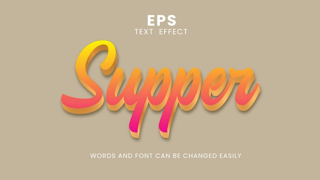 vector 3d supper editable text design