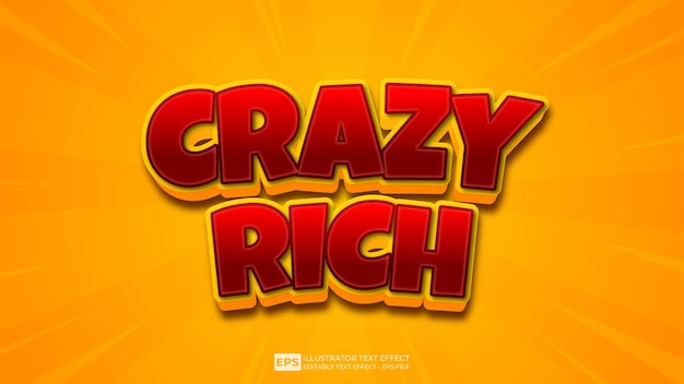 vector 3d text crazy rich editable text effect font.