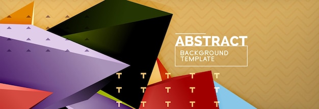 Vector 3d triangular shapes abstract background origami futuristic template with lines