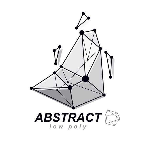 Vector abstract 3d geometric shape, polygonal figure. Technology corporate emblem.