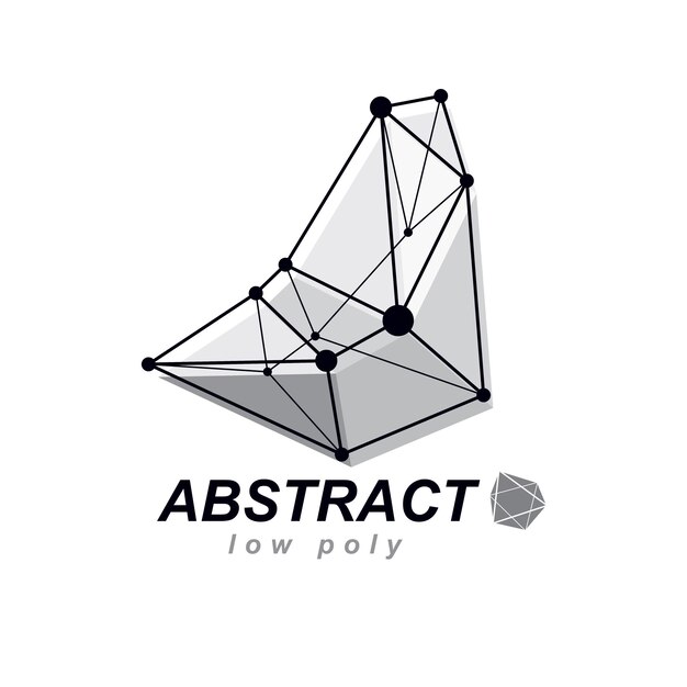 Vector abstract 3d geometric shape, polygonal figure. Technology corporate emblem.