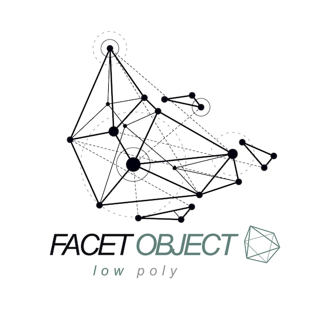 vector abstract 3d mesh object, technology low poly template . construction industry logo.