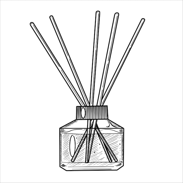 Vector air refreshing diffusers and incense sticks Hand drawn illustration