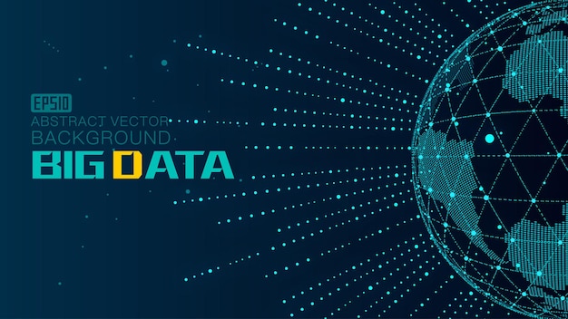 Vector background of big data technology connected by radiating line and point line