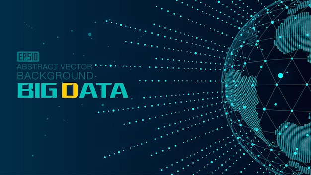 Vector background of big data technology connected by radiating line and point line