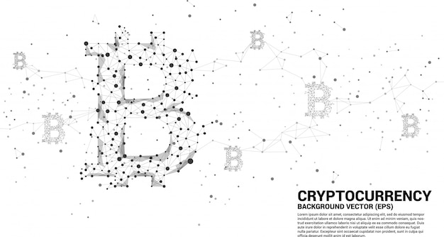 Vector bitcoin icon from Polygon dot connect line. Concept for cryptocurrency technology