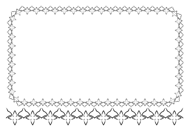 vector black rounded corner rectangle floral frame, isolated on white