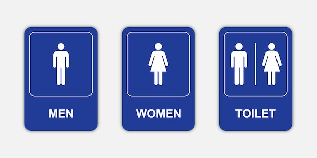 vector blue toilet signs on wall men and women