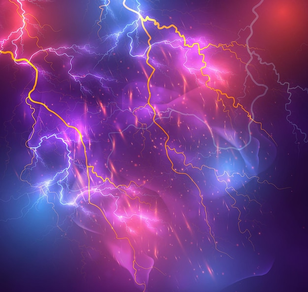 Vector bright lightning on a dark colored background