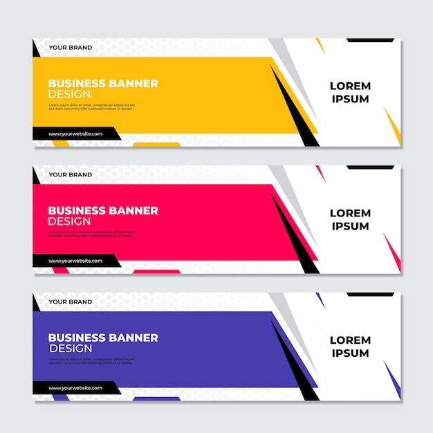 vector business banner design template collection with three different colors
