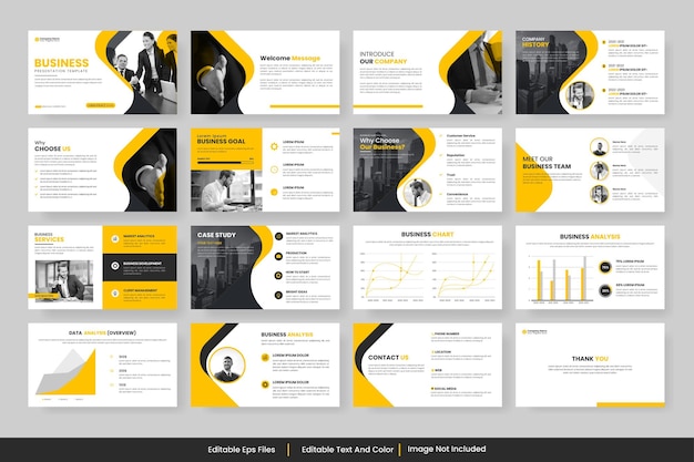 Vector business PowerPoint presentation slides template design minimalist yellow template