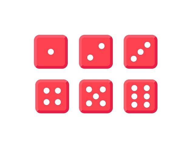 Vector Casino Dice of Authentic Icons Vector rolling red dice set isolated on white background 3d Board Game Pieces Red Poker Cubes