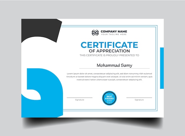 vector certificate of completion design and certificate template