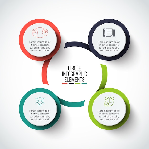 Vector circle infographics design template Cycle diagram with 4 steps