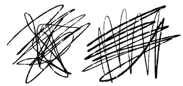 Vector collection of scribble and scratch elements with pencil marker and chalk strokes