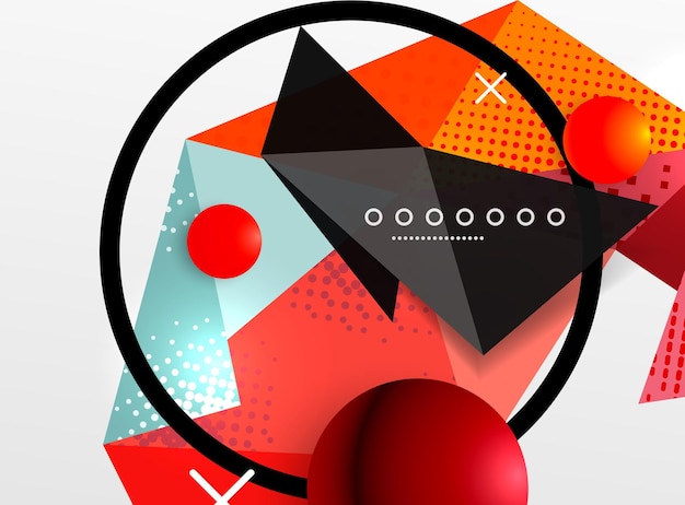 vector color geometric abstract composition triangular and polygonal design elements digital techno background