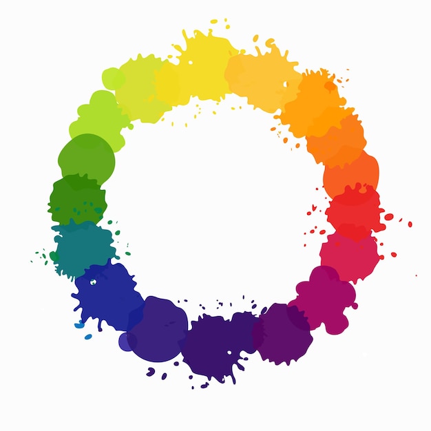 Vector color wheel made of paint splatters and stains