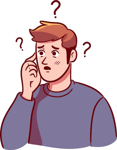 vector confused man thinking of problem solution