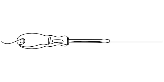 Vector continuous one editable line drawing of screwdriver Single line screwdriver icon Single