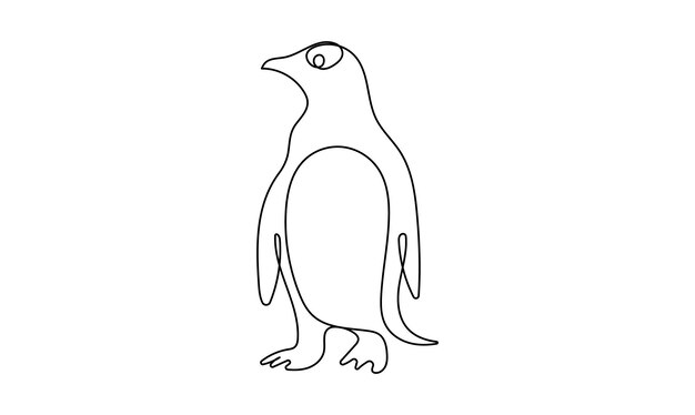 Vector continuous one simple single abstract line drawing of Penguin bird