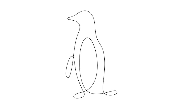 Vector continuous one simple single abstract line drawing of Penguin bird