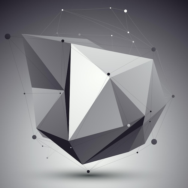 vector digital 3d abstraction, lattice geometric polygonal template, perspective wireframe unusual illustration.