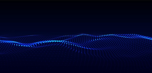 Vector digital technology wave Dark cyberspace with motion dots and lines Futuristic background