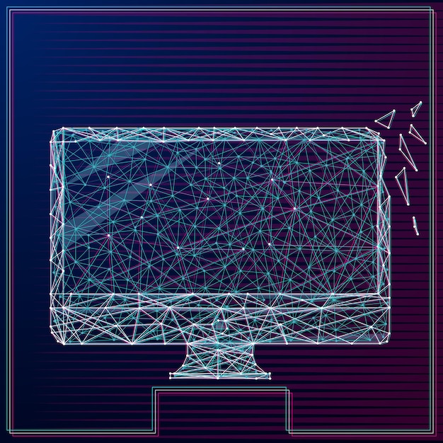 Vector distorted glitch concept Tv distortion 3D effect stereoscopic anaglyph computer