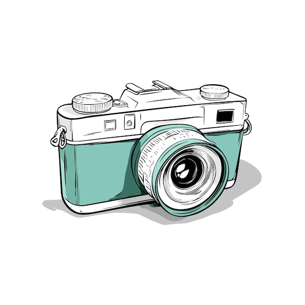 vector drawing of a camera on a white background Generative AI