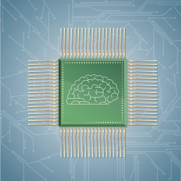 vector drawn computer processor,circuit board design concept.